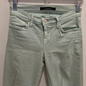 J Brand skinny crop jeans in sea green
